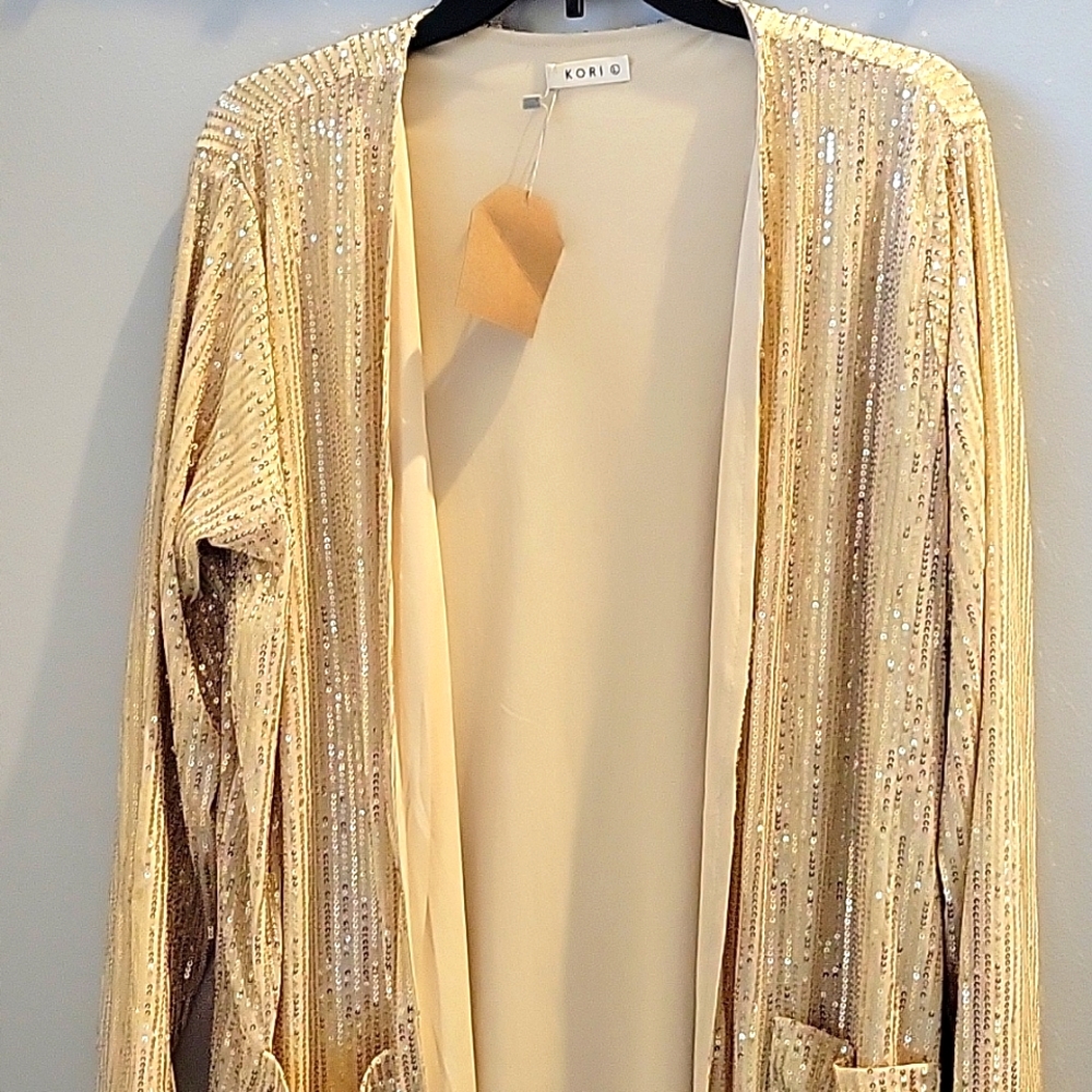 GOLD SEQUIN EVENING COAT
